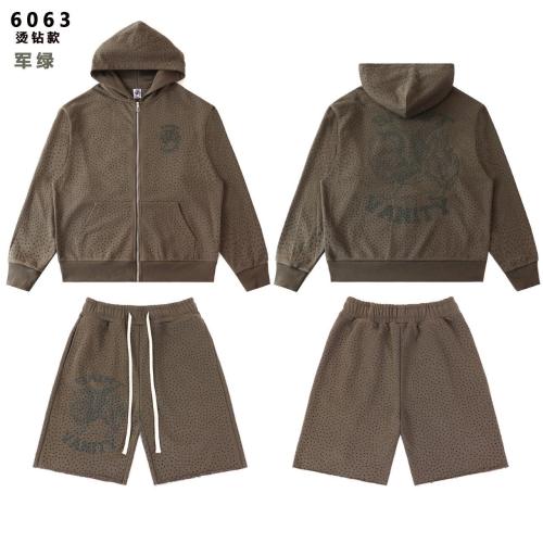 Saint Vanity Rhinestone Perforated Hoodie Short Set