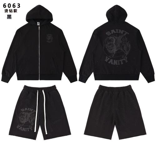 Saint Vanity Rhinestone Perforated Hoodie Short Set