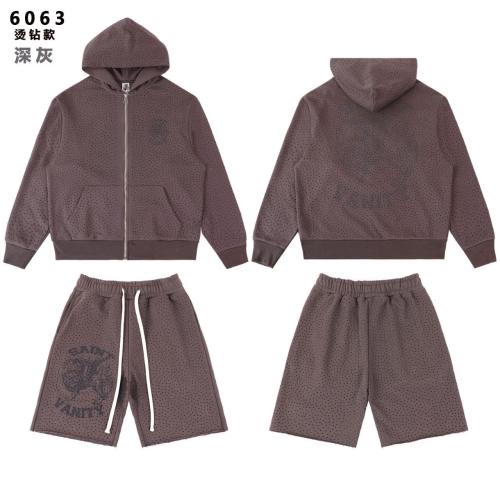 Saint Vanity Rhinestone Perforated Hoodie Short Set