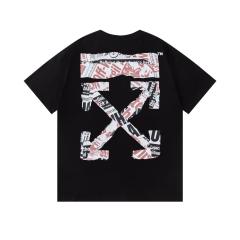 OW Newspaper Collage Arrow Dual Front Back Short Sleeve T-shirt