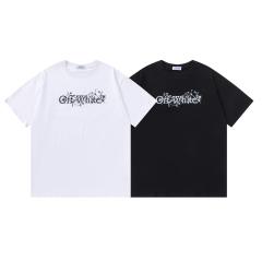 OW Gothic Floral Vine Letter Front Print Short Sleeve T-shirt