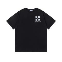 OW Simple Hollow Outline Arrow Dual Front Back Short Sleeve T-shirt