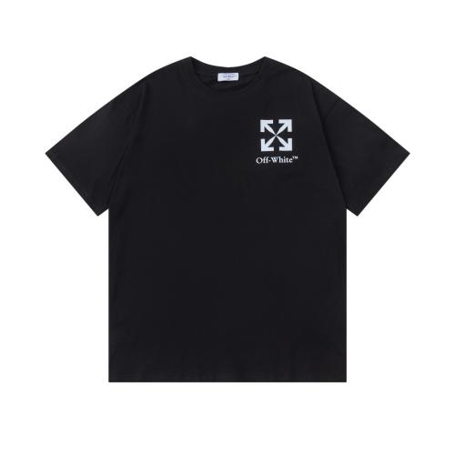 OW Simple Hollow Outline Arrow Dual Front Back Short Sleeve T-shirt