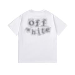 OW Halftone Dot Gradient Letter Dual Front Back Short Sleeve T-shirt