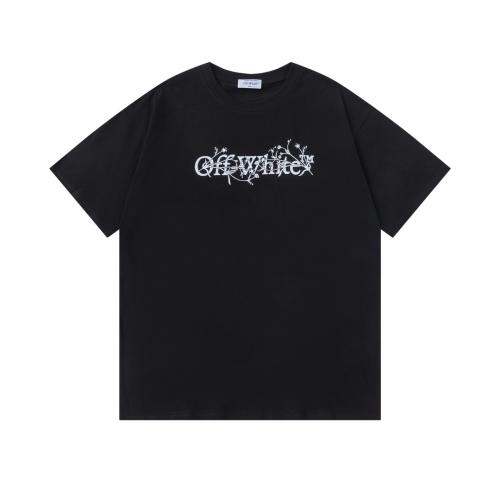 OW Gothic Floral Vine Letter Front Print Short Sleeve T-shirt