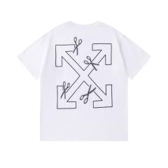 OW Scissors Outline Arrow Dual Front Back Short Sleeve T-shirt