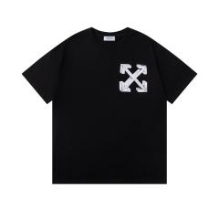 OW 3D Metallic Arrow & Of Letter Dual Front Back Short Sleeve T-shirt