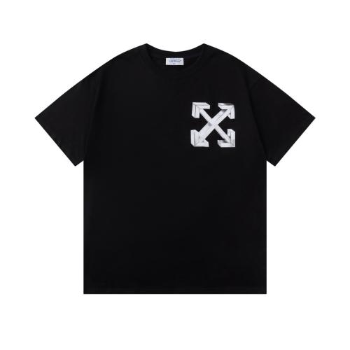 OW 3D Metallic Arrow & Of Letter Dual Front Back Short Sleeve T-shirt