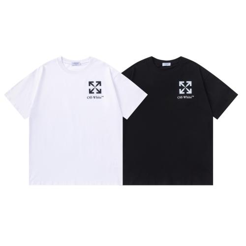 OW Simple Hollow Outline Arrow Dual Front Back Short Sleeve T-shirt