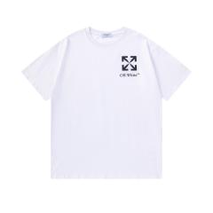 OW Simple Hollow Outline Arrow Dual Front Back Short Sleeve T-shirt