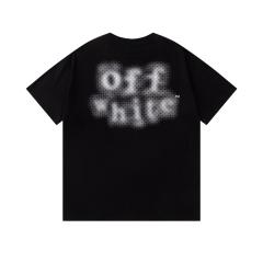 OW Halftone Dot Gradient Letter Dual Front Back Short Sleeve T-shirt