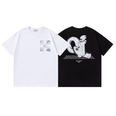 OW 3D Metallic Arrow & Of Letter Dual Front Back Short Sleeve T-shirt