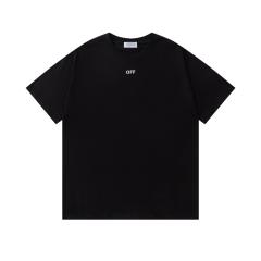 OW Halftone Dot Gradient Letter Dual Front Back Short Sleeve T-shirt