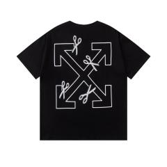 OW Scissors Outline Arrow Dual Front Back Short Sleeve T-shirt