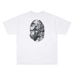 A Bathing Ape Bape Ink Painting Tree Ape Head Dual Front Back Print Short Sleeve T-shirt