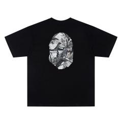 A Bathing Ape Bape Ink Painting Tree Ape Head Dual Front Back Print Short Sleeve T-shirt