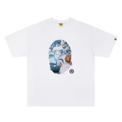 A Bathing Ape Bape Sakura Mount Fuji Ape Head Front Print Short Sleeve T-shirt