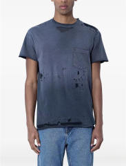 1:1 Top Quality Gallery Dept Heavy Distressed Destroyed Washed Gradient Pocket Short Sleeve T-shirt