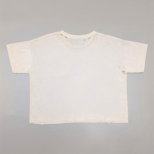1:1 Top Quality Paly Hollywood Wash Distressed Hole Raw Cut Bright Blue Cropped Short Sleeve T-shirt