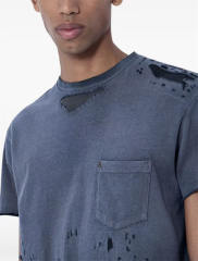 1:1 Top Quality Gallery Dept Heavy Distressed Destroyed Washed Gradient Pocket Short Sleeve T-shirt