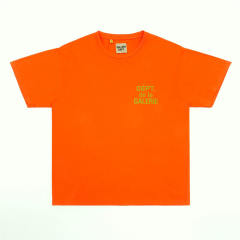 1:1 Top Quality Orange DÉPT. de la GALERIE Dual Front Back Lime Green Text Short Sleeve T-shirt