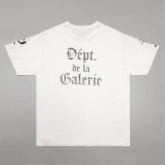 1:1 Top Quality Gallery Dept Gothic Font DÉPT. de la GALERIE Raw Hem White Short Sleeve T-shirt