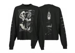 ERD Enfants Riches Déprimés Fragmented Surreal Collage Dual Print Cropped Black Long Sleeve Tee
