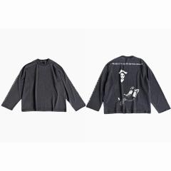 ERD Vintage Movie Lady Portrait Washed Long Sleeve T-Shirt