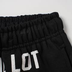 Front Pink Graffiti Letter Print Elastic Drawstring Loose Cotton Sweat Shorts 29356458