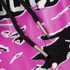 Front Pink Graffiti Letter Print Elastic Drawstring Loose Cotton Sweat Shorts 29356458