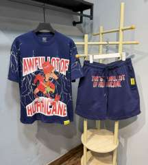 Anime Character Letter Print T-Shirt & Shorts Casual Streetwear Set 21 colors 29288563