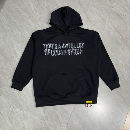 Worn Out White Slogan Print Back Vertical Smoke Distorted Letter Dual Side All Over Print Fleece Hoodie 29355897