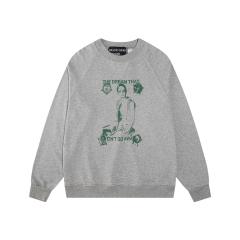 ERD Heather Grey Raglan Crewneck Pullover ERD Figure Graphic "The Dream That Don’t Go Away" Sweatshirt