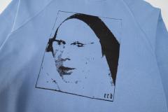 ERD Light Blue Raglan Crewneck Pullover ERD Nun Sketch Portrait Graphic Vintage Sweatshirt