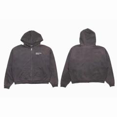 ERD Distressed Black Cropped Zip Hoodie ERD Embroidered Logo Hoodie