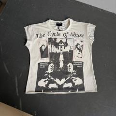 ERD Enfants Riches Déprimés Raw Edge Cap Sleeve Tee The Cycle of Abuse Vintage Photo Collage Graphic Gothic Street Top