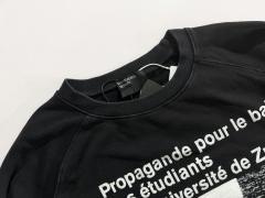 ERD Black Vintage Washed Crewneck European University Text Print Retro Grunge Sweatshirt