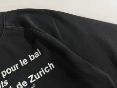 ERD Black Vintage Washed Crewneck European University Text Print Retro Grunge Sweatshirt