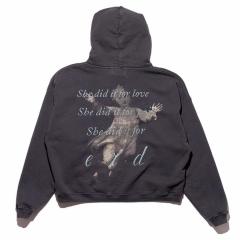 ERD Black Vintage Cropped Hoodie Reverse Letter Portrait Graphic Grunge Streetwear Hoodie
