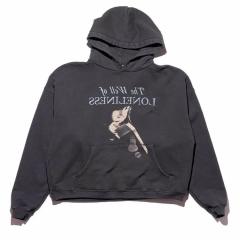 ERD Black Vintage Cropped Hoodie Reverse Letter Portrait Graphic Grunge Streetwear Hoodie