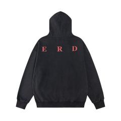 ERD Washed Black Zip Hoodie SADE Art Collage Print Grunge Streetwear Hoodie