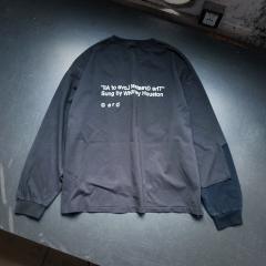 ERD Vintage Washed Black Patchwork Long Sleeve T-Shirt Inspirational Quote Text