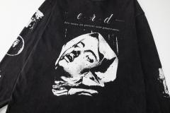 ERD Vintage Washed Black Long Sleeve T-Shirt Saint Teresa Statue Graphic French Text