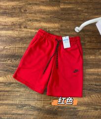 Men Tech Fleece Shorts | Red Drawstring Athletic Sweat Shorts