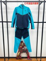 Nik* Tech Fleece Tracksuit Cyan & Navy Color‑Block, Black Logo