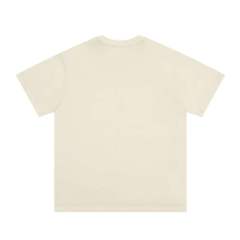 Vintage Hip Hop Solid Cream Front Red Bold Stacked Text Print Oversized Crew Neck Cotton Tee 29358802
