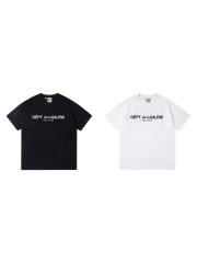 Minimalist French Text Print Crew Neck Loose Fit Casual Cotton Tee 2 colors 29356385
