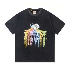 Grunge Washed Black Rainbow Dripping Paint Syrup Can Graphic Oversized Cotton Tee 29358996