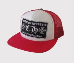 White‑Red Chrome CH Patch Trucker Mesh Cap