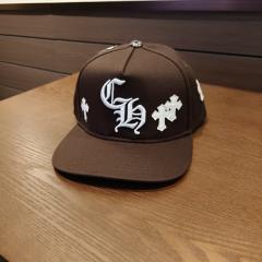 Brown CH Cross Embroidered Flat Brim Snapback Cap